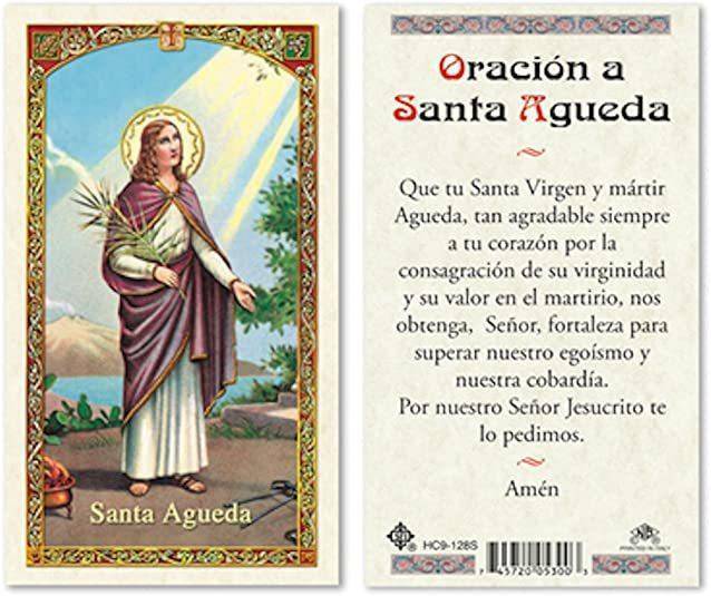 Prayer Card Oracion A Santa Agueda SPANISH Laminated HC9-128S