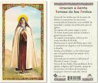 Prayer Card Oracion A Santa Teresa De Los Andes SPANISH Laminated HC-S