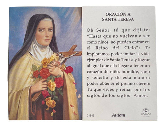 Prayer Card Oracion A Santa Teresa