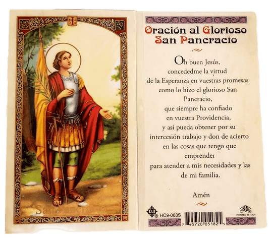 Prayer Card Oracion Al Glorioso San Pancracio SPANISH Laminated HC9-063S