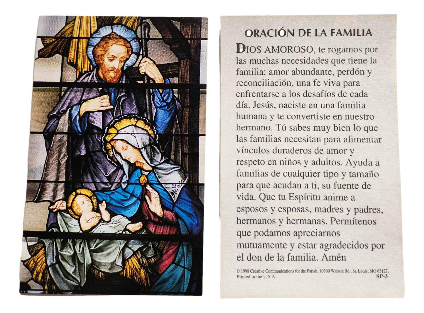 Prayer Card Oracion De La Familia