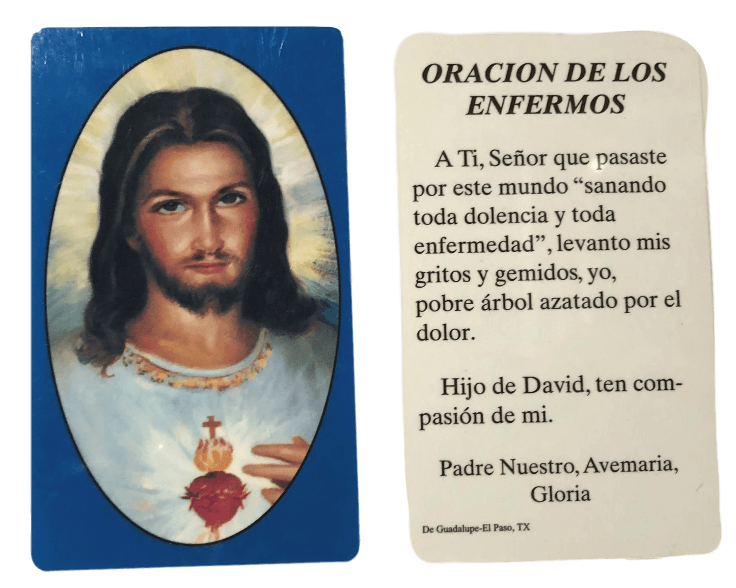 Prayer Card Oracion De Los Enfermos SPANISH Mini Pocket Laminated NC