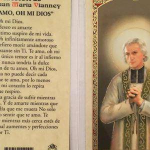 Prayer Card Oracion De San Juan Maria Vianney Te Amo Oh Mi Dios SPANISH Laminated HC-S