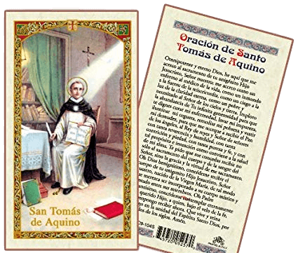 Prayer Card Oracion De Santo Tomas De Aquino SPANISH Laminated HC9-104S