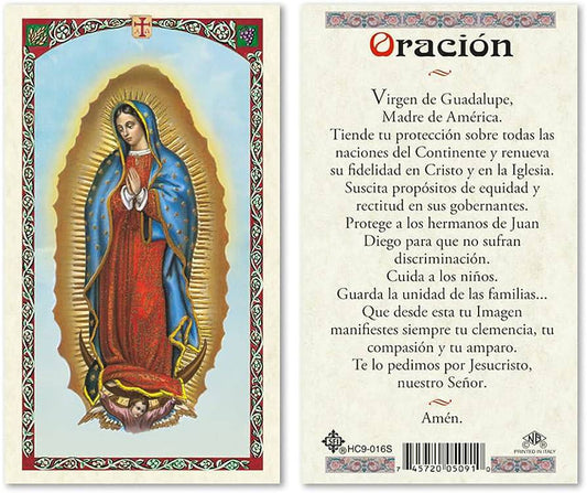 Prayer Card Oracion De Virgen De Guadalupe Madre De America SPANISH Laminated HC9-016S