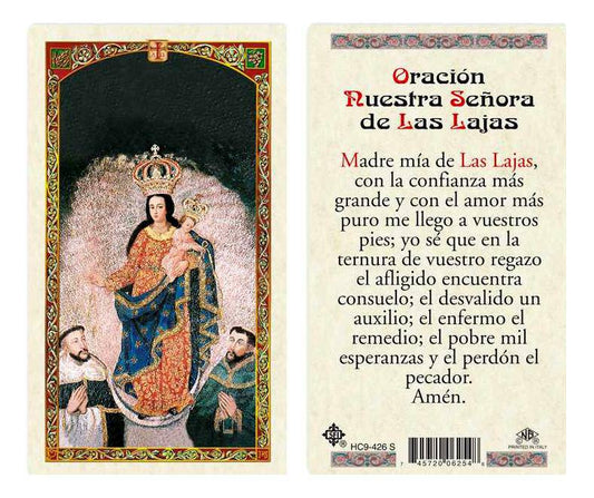 Prayer Card Oracion Nuestra Senora De Las Lajas SPANISH Laminated HC-S