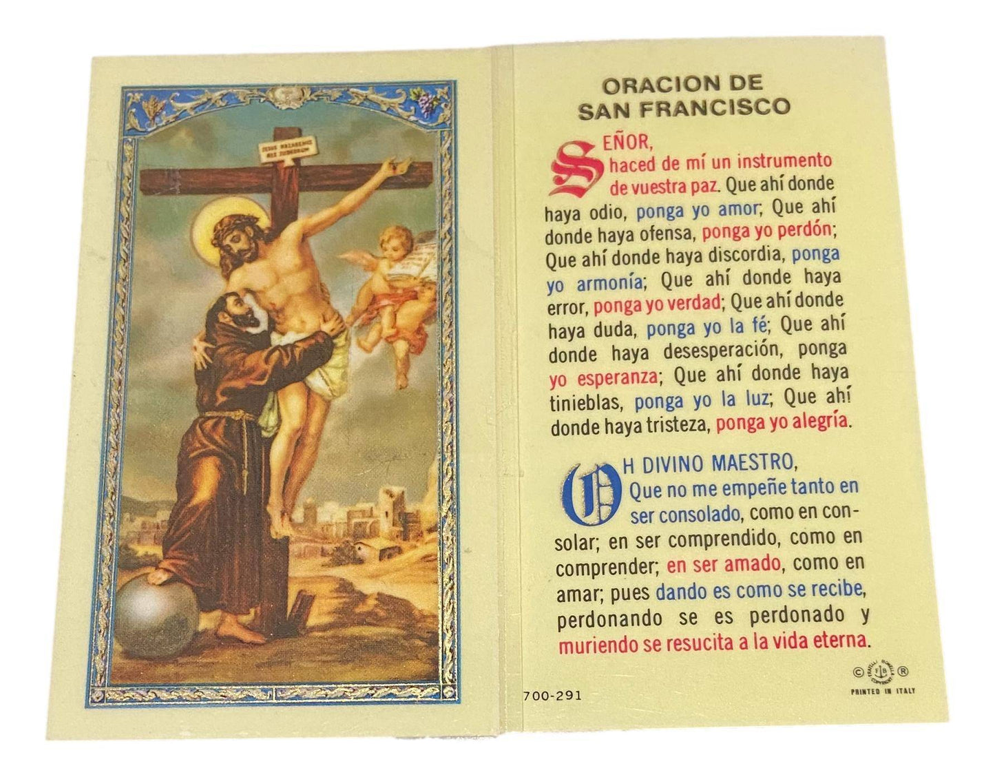 Prayer Card Oracion San Francisco Laminated SPANISH