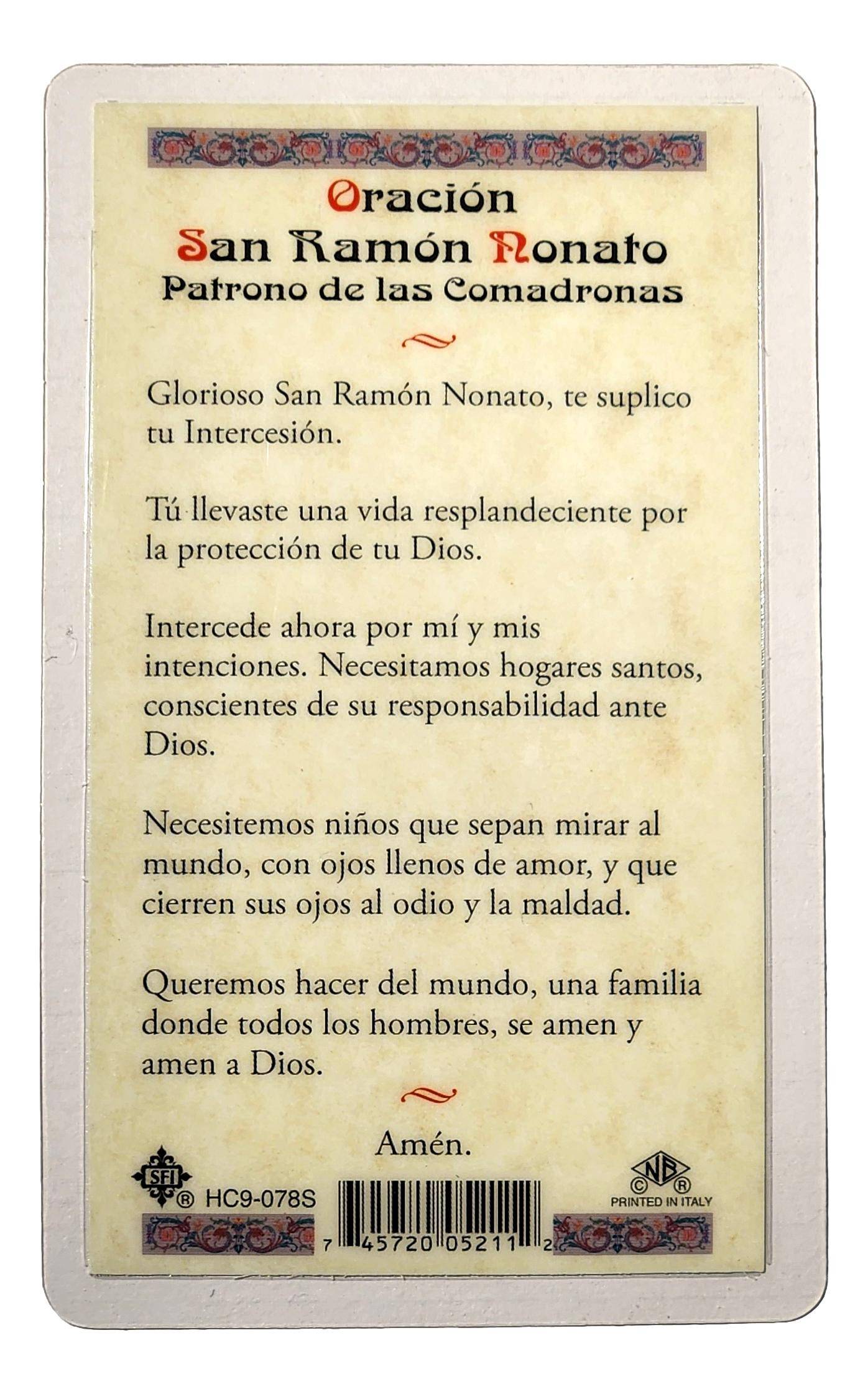 Prayer Card Oracion San Nonato SPANISH Laminated HC9-078S