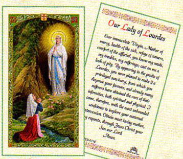 Prayer Card Our Lady Of Lourdes Laminated HC9-011E