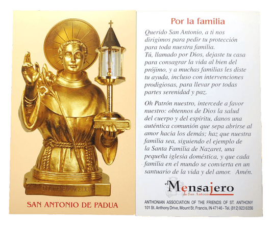 Prayer Card Por La Familia San Antonio De Padua SPANISH No Laminated NC