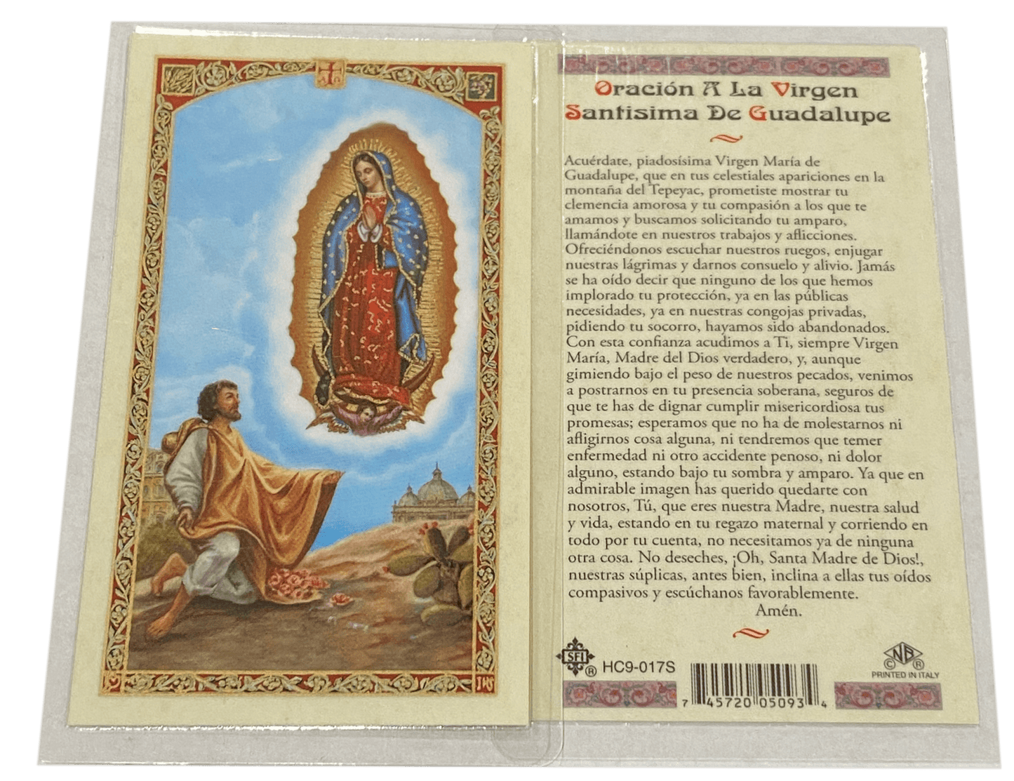 Prayer Card Prayer De Oracion A La Virgen Santisima De Guadalupe HC0-017S Laminated