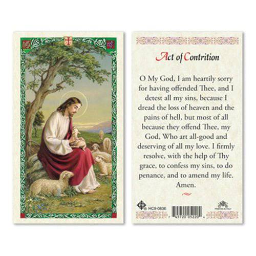 Prayer Card Prayer to Jesus Sheep Act of Contrition Laminated HC9-083E