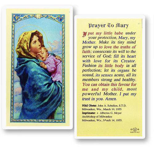 Prayer Card Prayer To Mary Laminated