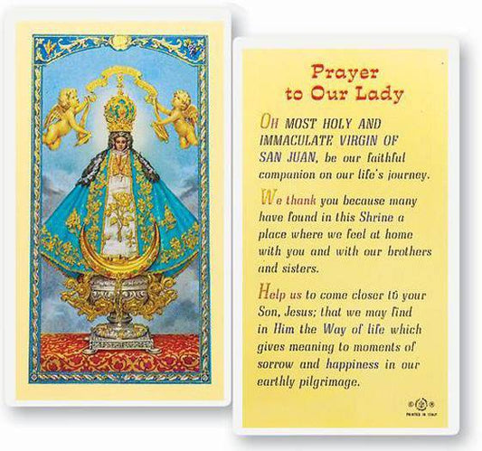 Prayer Card Prayer To Our Lady Virgin Of San Juan Laminated