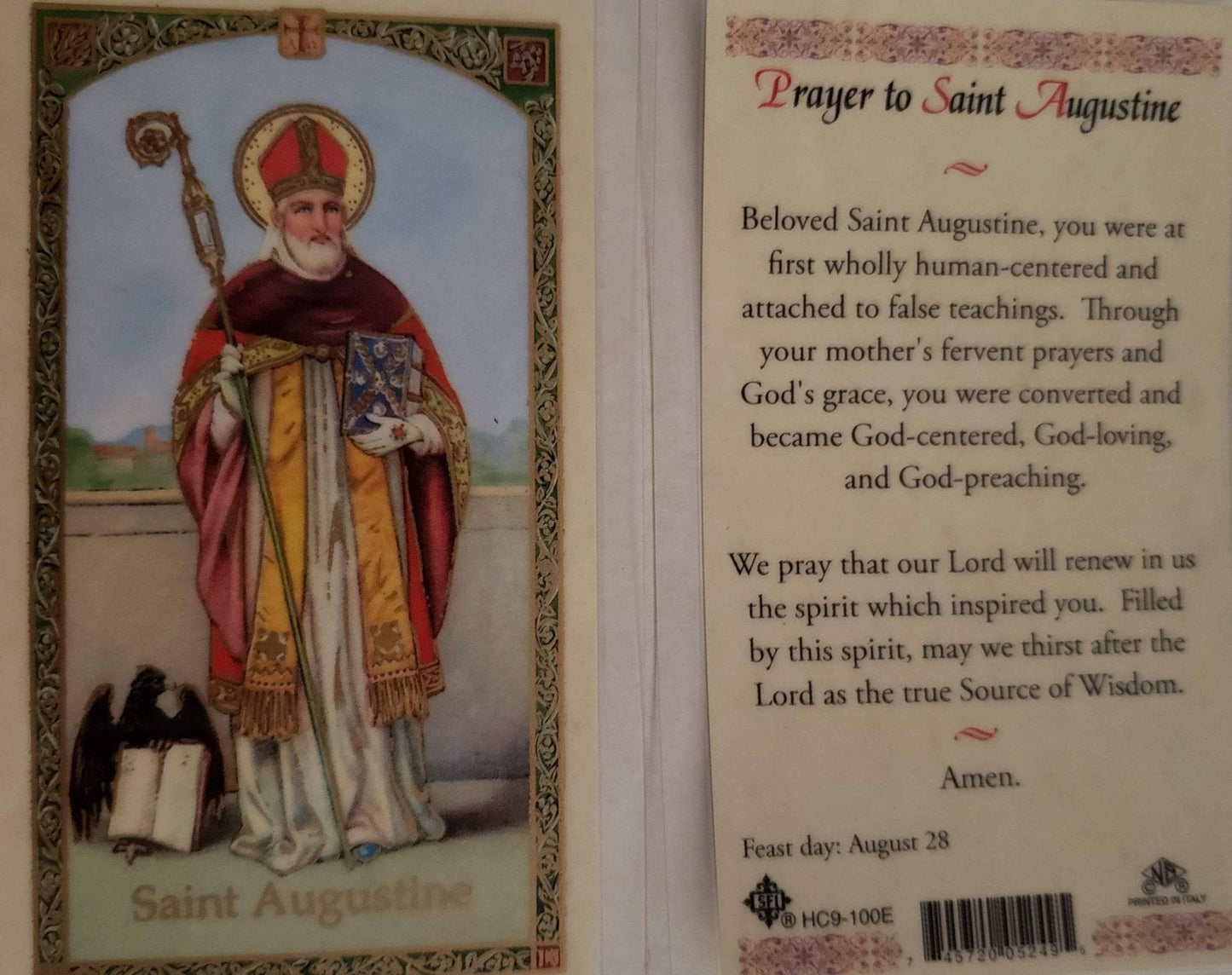 Prayer Card Prayer To Saint Augustine Laminated HC-E