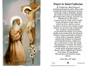 Prayer Card Prayer To Saint Catherine Laminated HC-CA