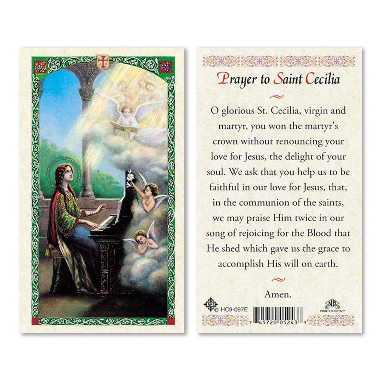 Prayer Card Prayer To Saint Cecilia Laminated HC-E