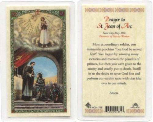 Prayer Card Prayer To Saint Joan Of Arc Patroness Of Service Women Laminated HC9-175E