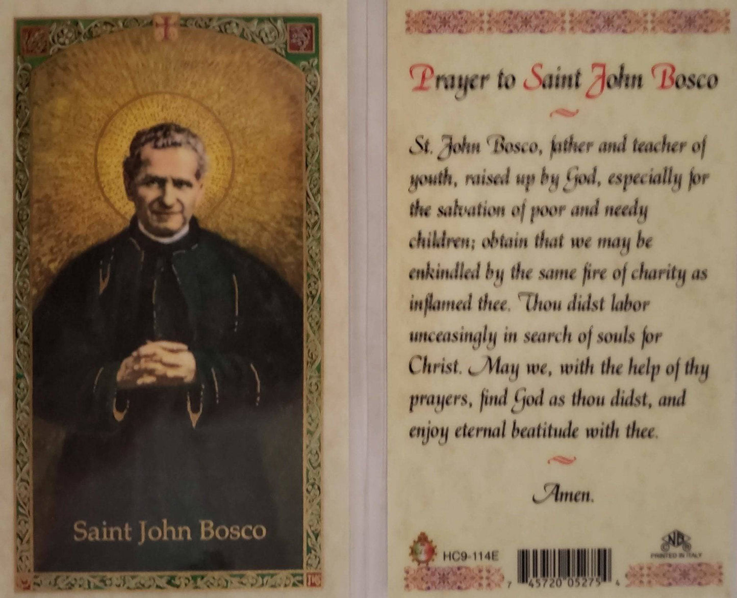 Prayer Card Prayer To Saint John Bosco Laminated HC9-114E