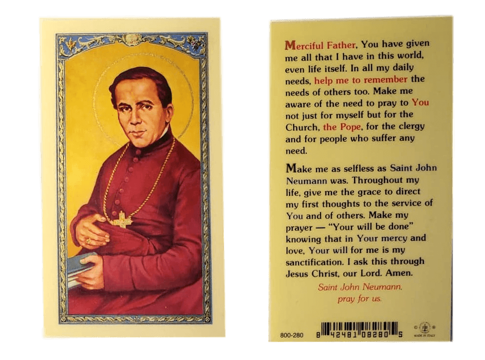 Prayer Card Prayer To Saint John Neumann Laminated