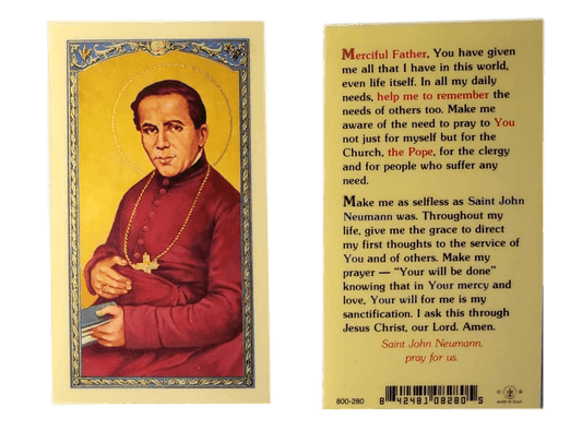 Prayer Card Prayer To Saint John Neumann Laminated