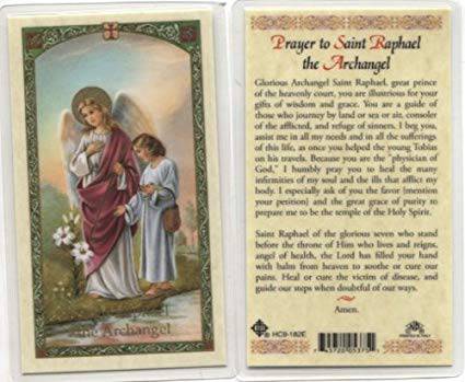 Prayer Card Prayer To Saint Raphael The Archangel Laminated HC-E