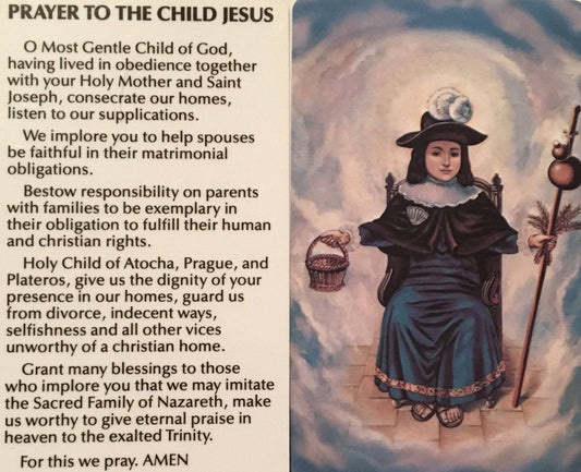 Prayer Card Prayer To The Child Jesus Mini Pocket Laminated