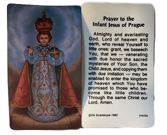 Prayer Card Prayer To The Infant Jesus Of Prague Mini Pocket Laminated A