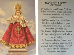 Prayer Card Prayer To the Infant of Prague Laminated Mini Pocket Card NC