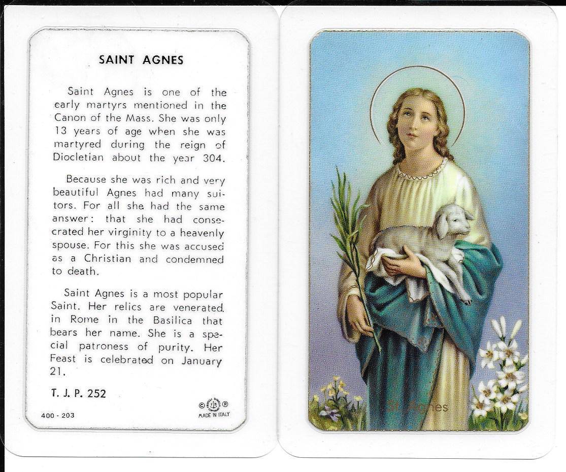 Prayer Card Saint Agnes Laminated TJP