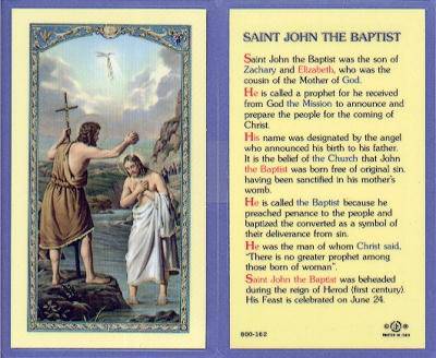 Prayer Card Saint John The Baptist Laminated 800-162