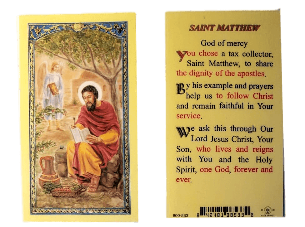 Prayer Card Saint Matthew Laminated