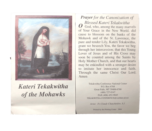 Prayer Card The 2004 Canonization Of Blessed Kateri Tekaka Of The Mohawks No Laminated