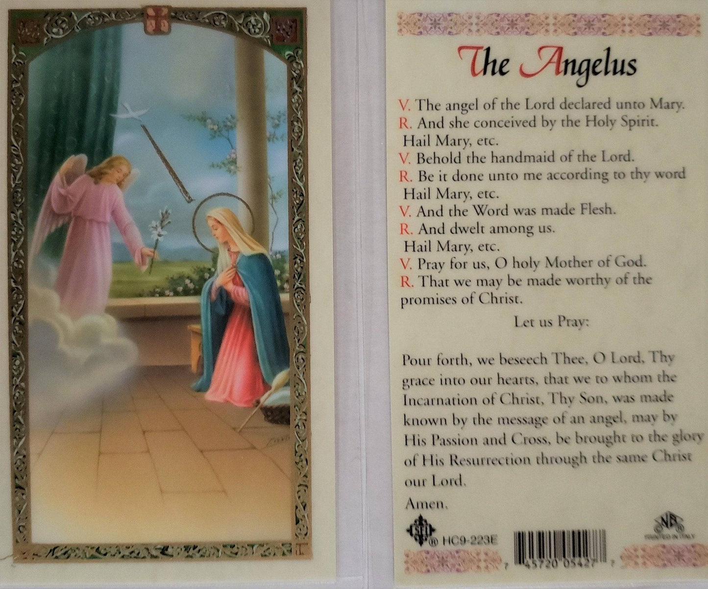 Prayer Card The Angelus Laminated HC9-223E