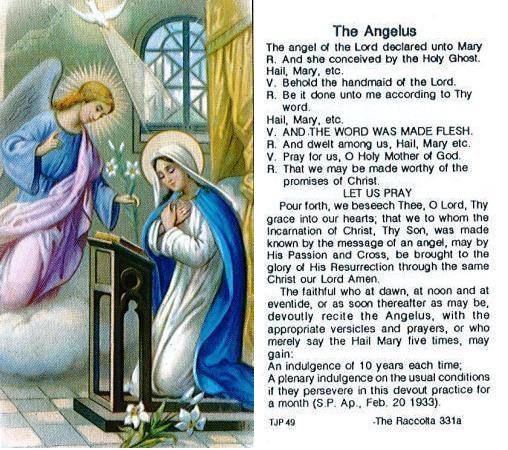 Prayer Card The Angelus Laminated TJP