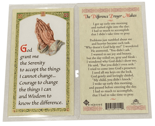 Prayer Card The Difference Prayer Makes Laminated HC9-519E