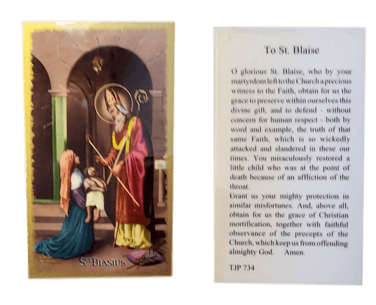 Prayer Card To Saint Blaise Laminated TJP