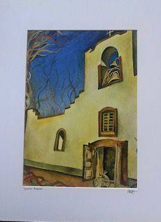 Print of Original Artwork "Stopping By" Socorro Mission 11 x 14 - Ysleta Mission Gift Shop
