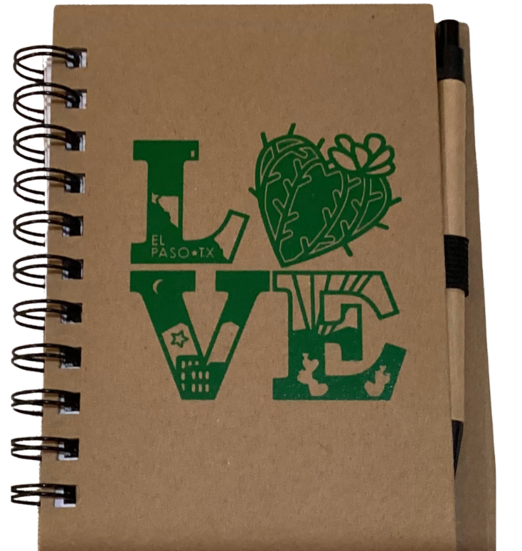 Notebook Set Spiral Bound El Paso Love Original Art Pen Attached With Elastic Holder - Ysleta Mission Gift Shop