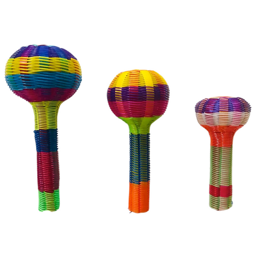 Handwoven Plastic Baby Rattle Maraca – Traditional Toy Made in Mexico