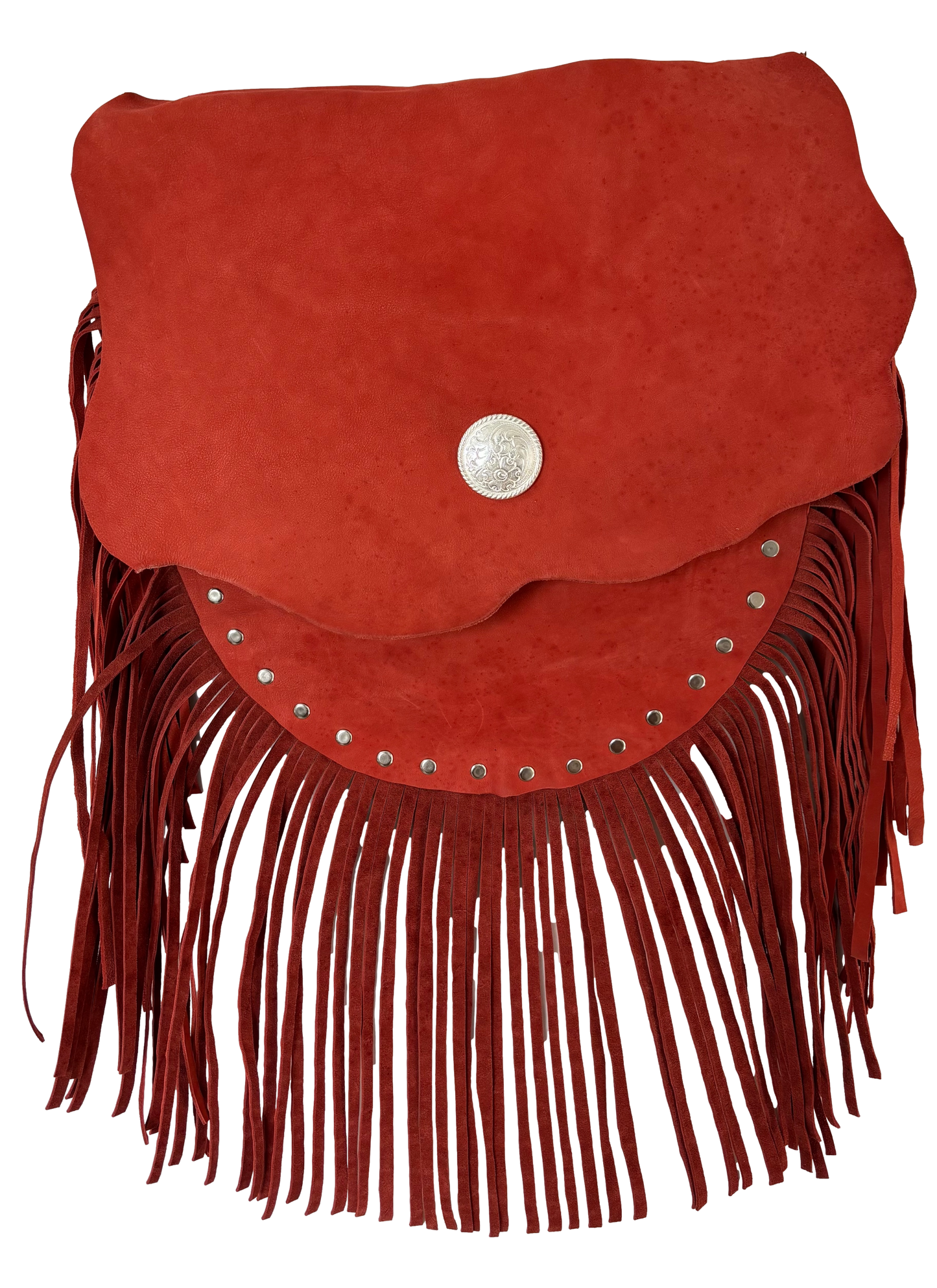 Red Fringe Leather Shoulder Bag