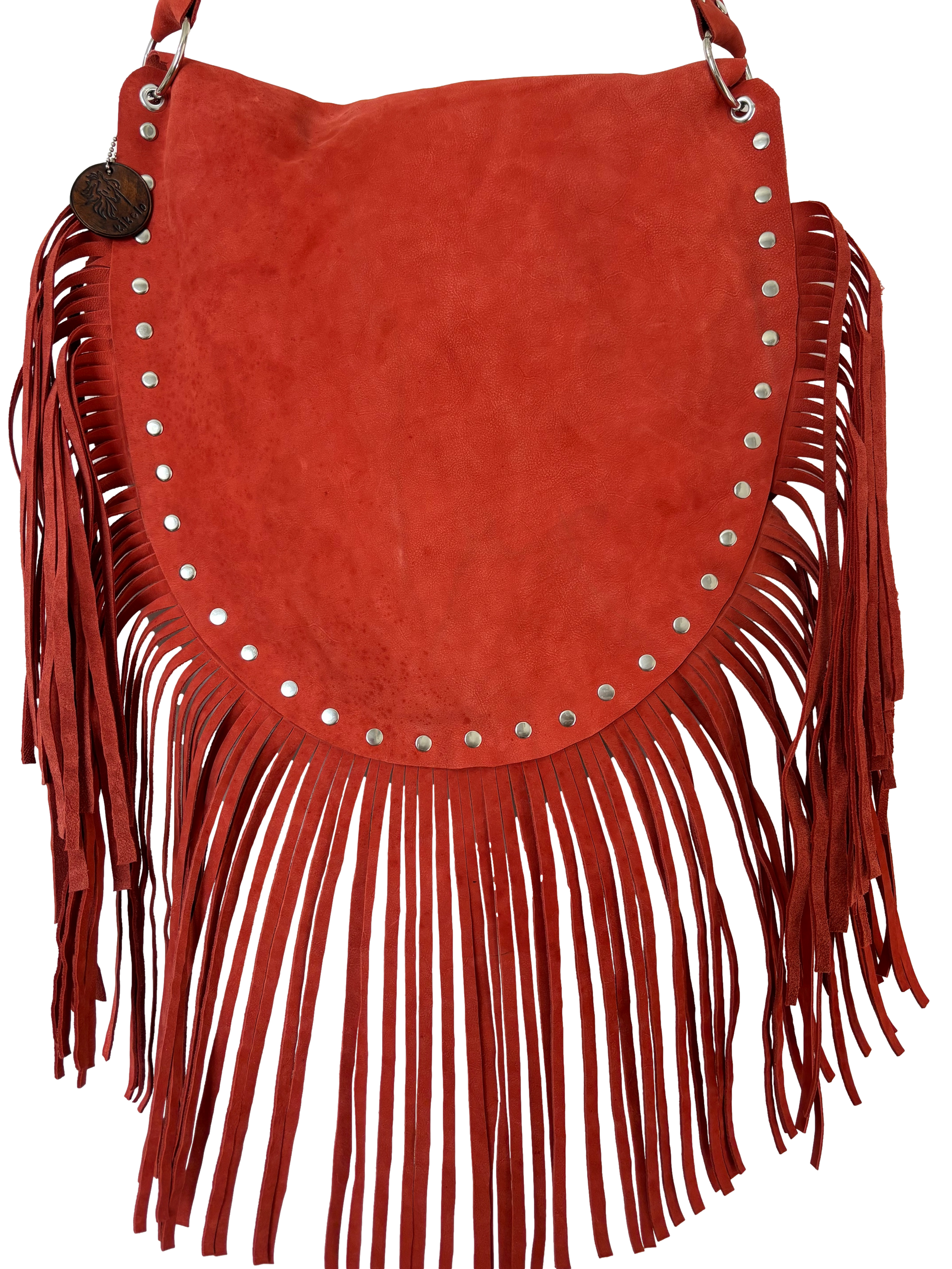 Red Fringe Leather Shoulder Bag - Ysleta Mission Gift Shop