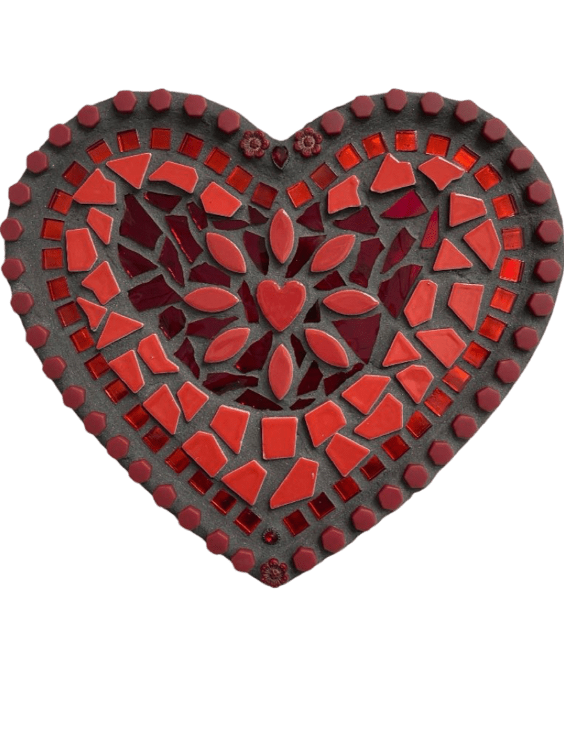 Red Heart Mosaic Resin Heart – Wood Backing 9x10