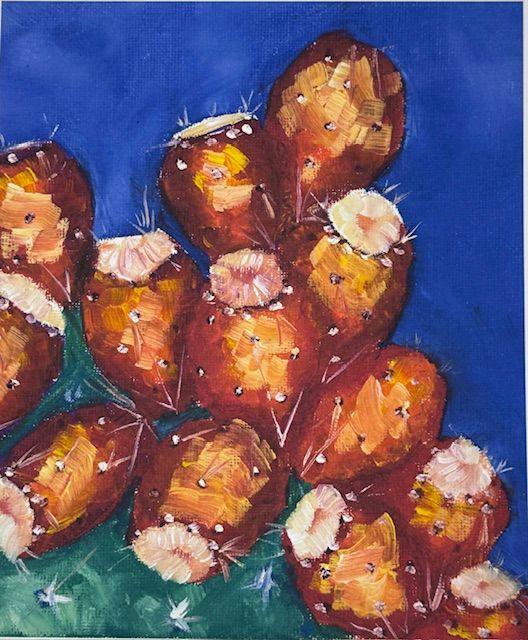 Red prickly pears giclee print by Lorena Williams on archival art paper, vibrant botanical artwork for home decor.
