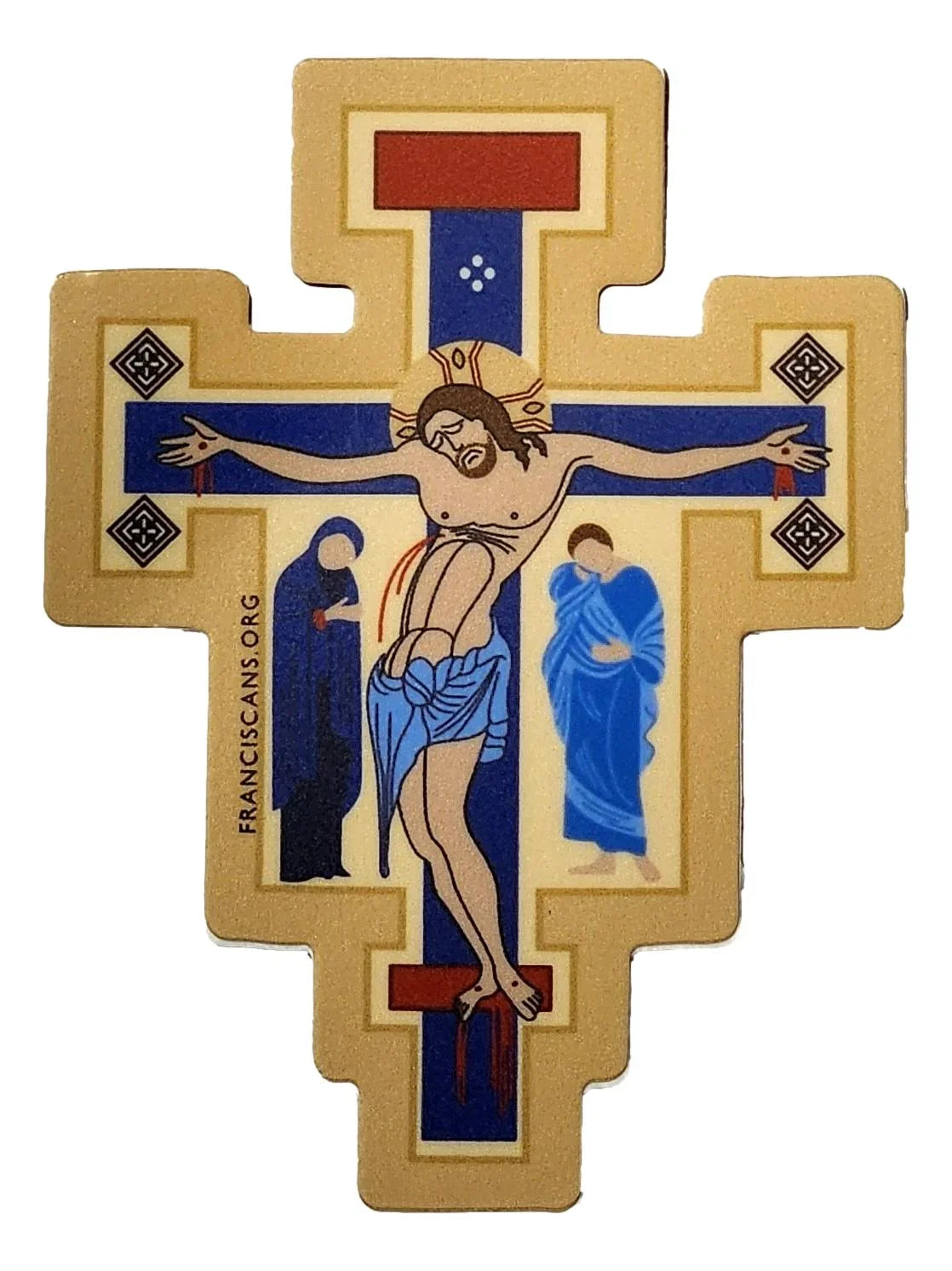 Removable Catholic cross sticker, 3x2.5 inches, vinyl decal for walls and laptops, religious Christian gift from Ysleta Mission.