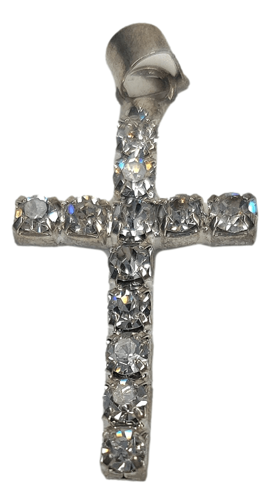 Rosary Part Cross Clear Glass Rhinestones