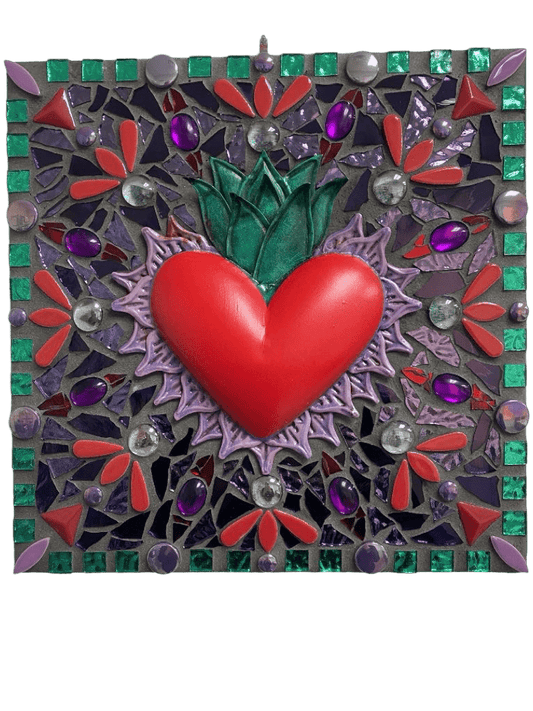 Sacred Heart Original Art Mosaic Wood Backing – 12x12