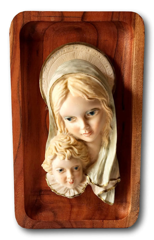 Sacred Wall Hanging Mother Mary and Baby Jesus – Decorative Christian Art, 10" x 6" - Ysleta Mission Gift Shop
