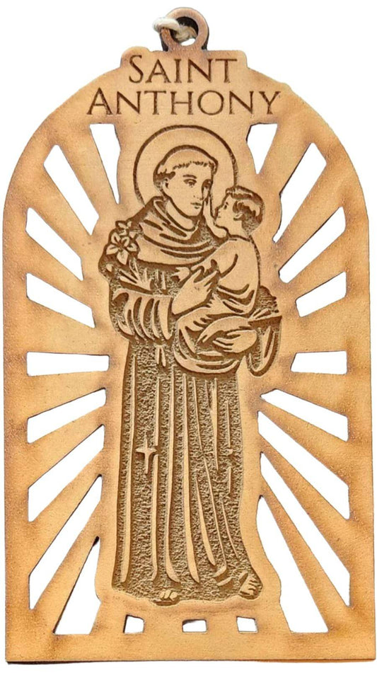 Saint Anthony Ornament – Laser Cut Natural Wood, Paintable, 3x5 Inches
