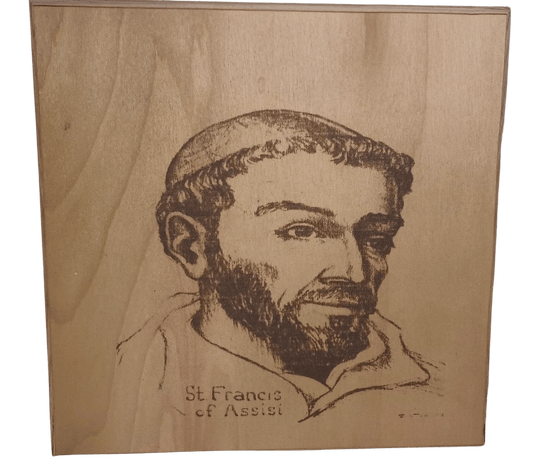 Saint Francis of Assisi Plaque - Maple Wood Laser Engraved 8x8